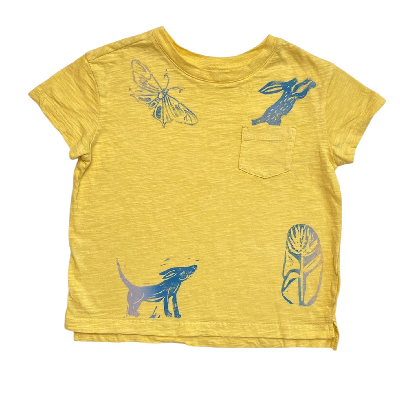yellow tee dog bunny pocket