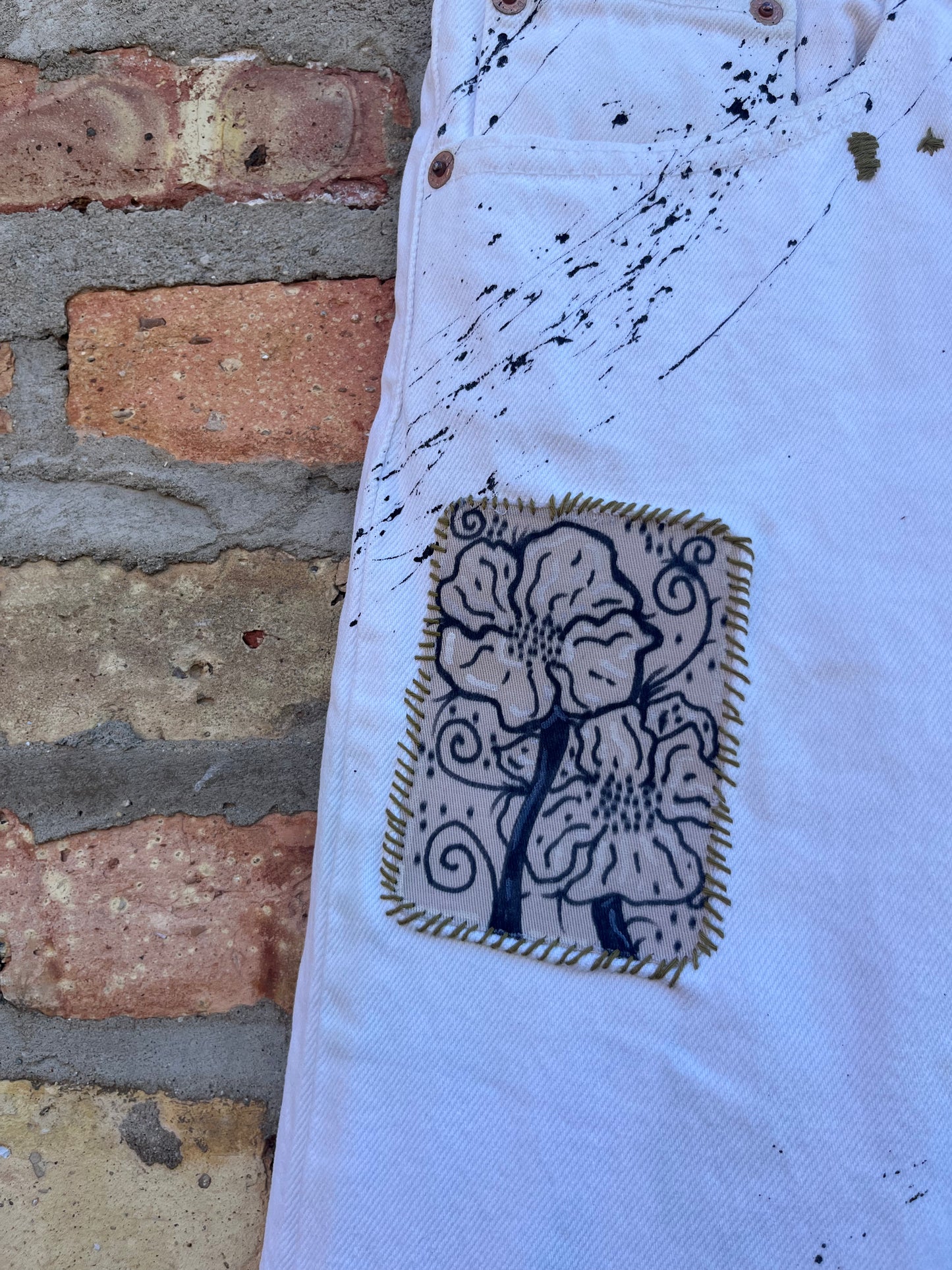 Patched & Painted Levis 34"