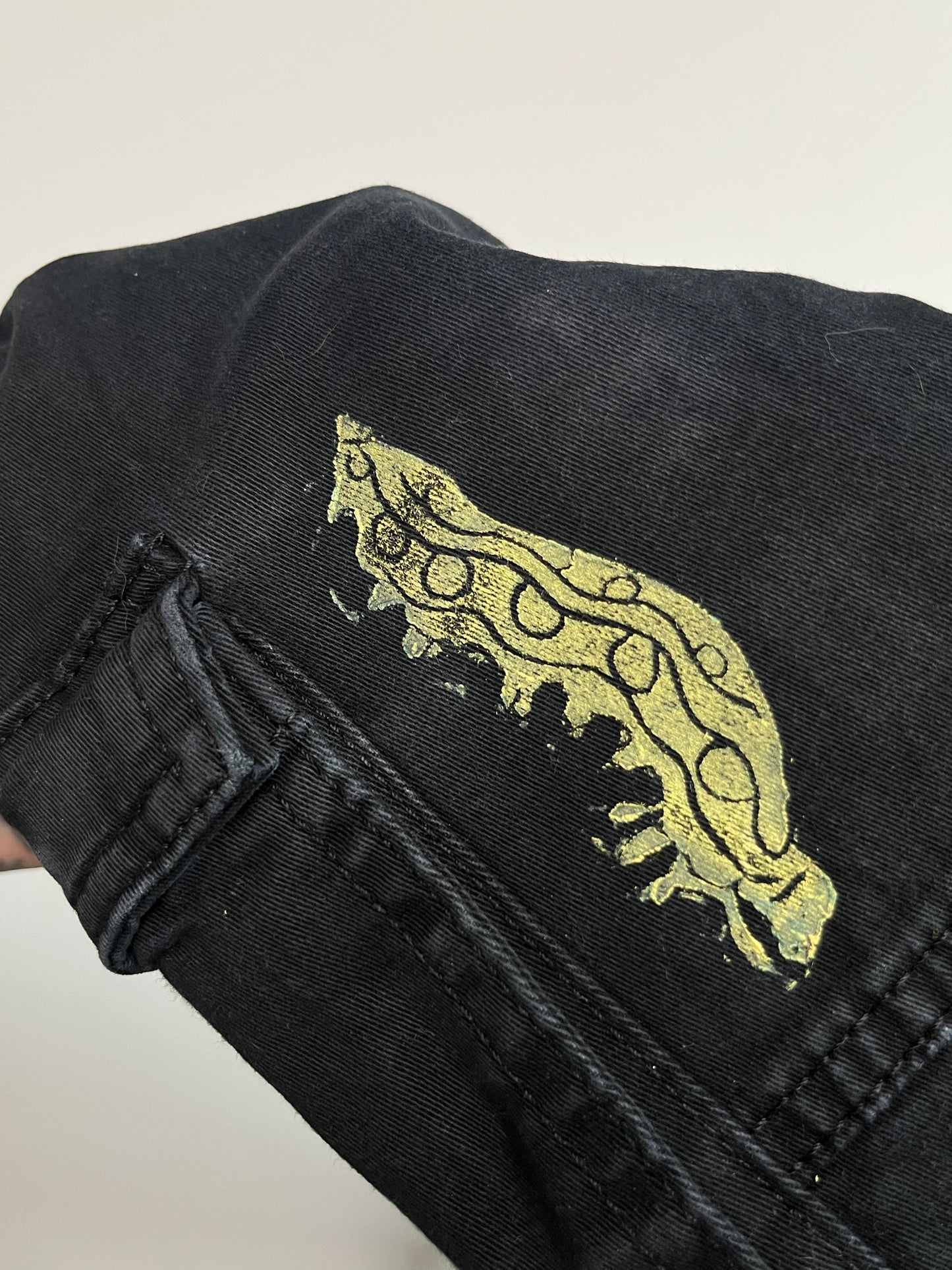 black cargo kids pant/ yellow critters