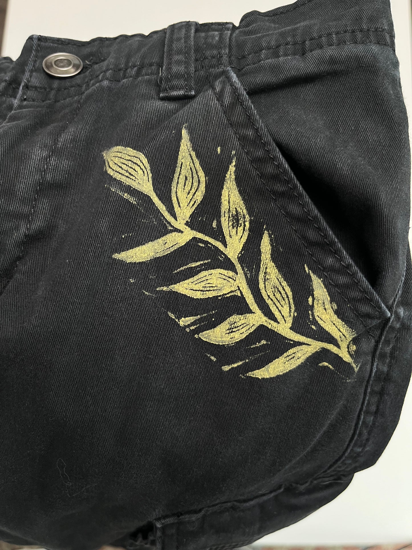 black cargo kids pant/ yellow critters