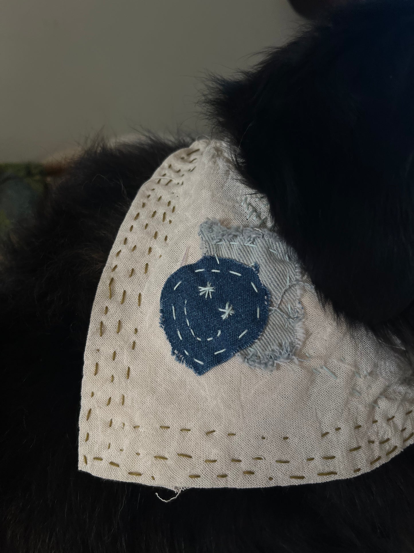 linen smiley dog bandana large