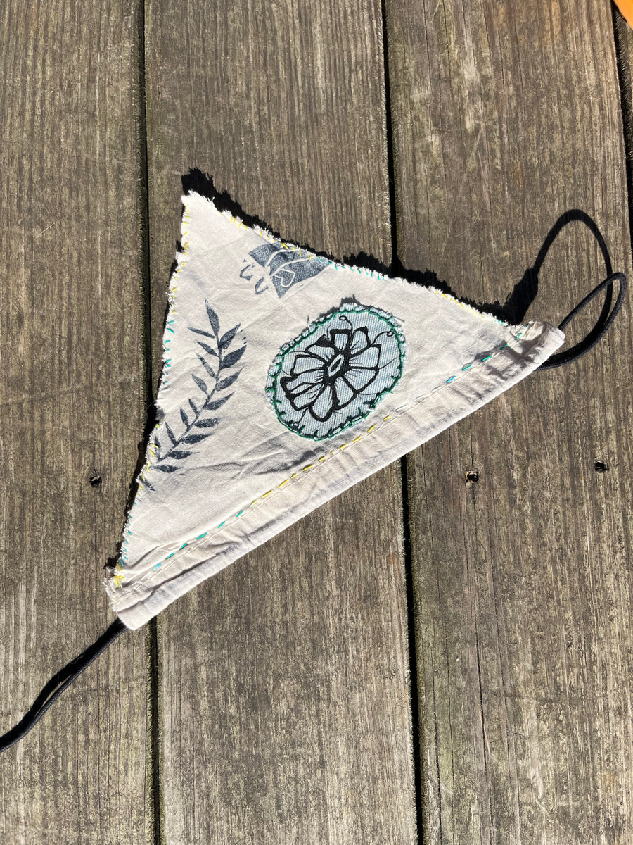 linen flower medium dog bandana
