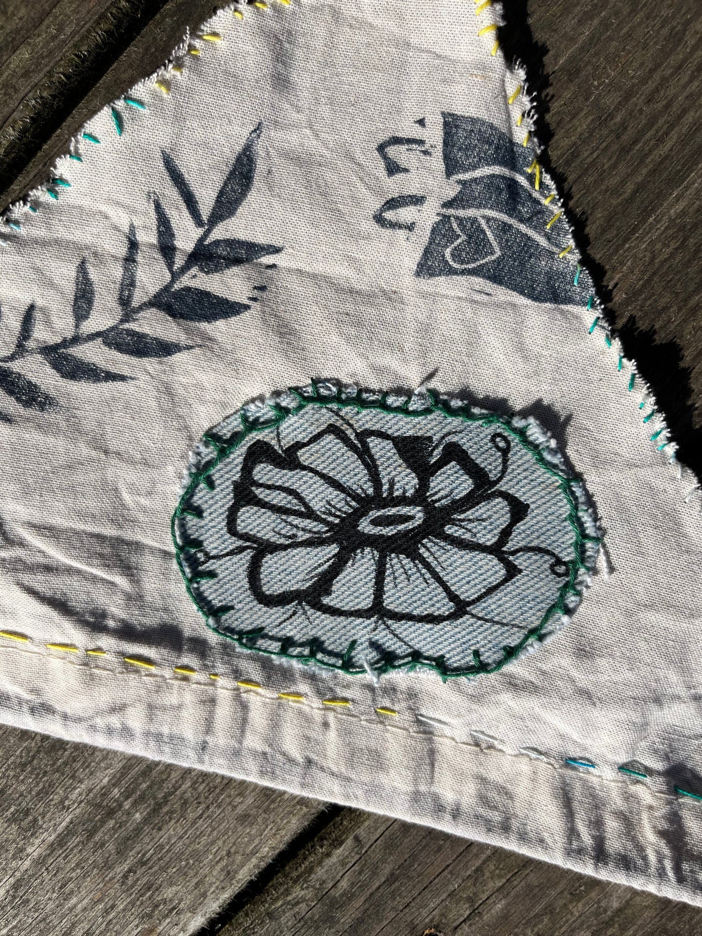 linen flower medium dog bandana