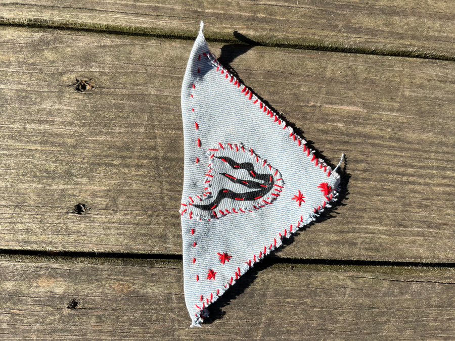 denim small flame dog bandana