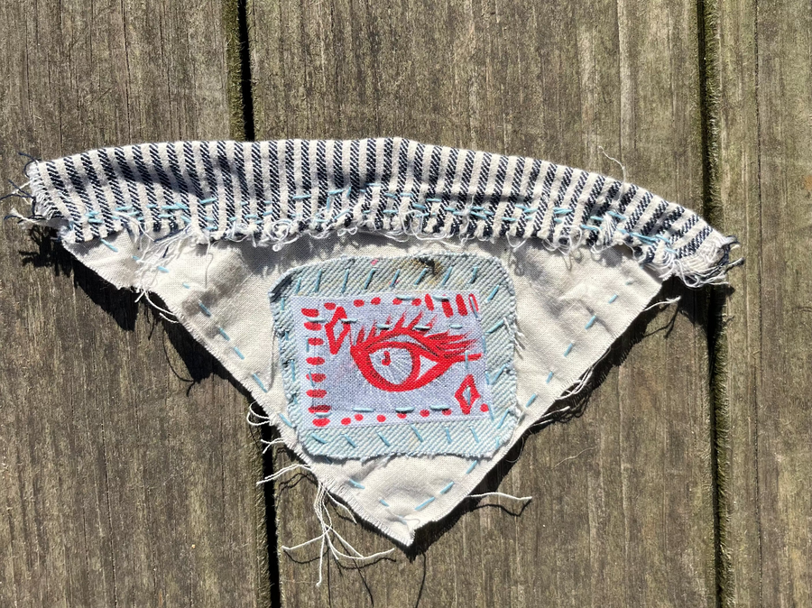 eye patch/ stripped small dog bandana