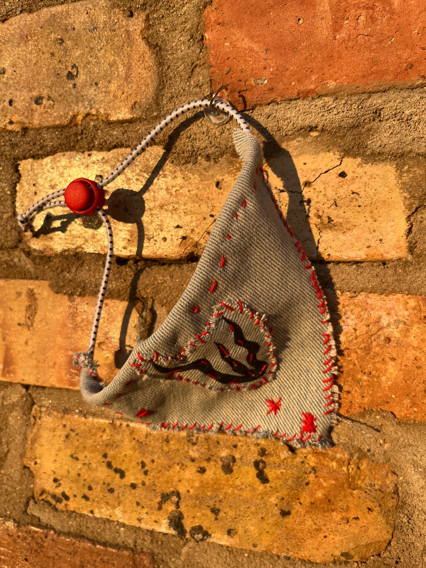 denim small flame dog bandana